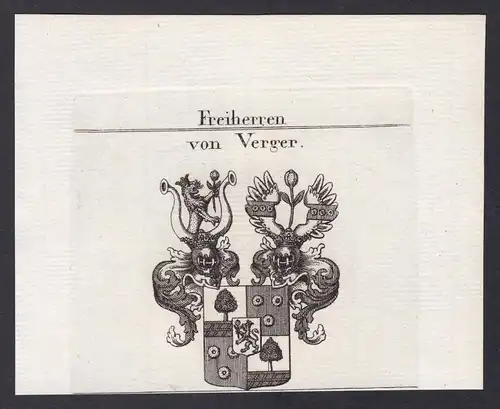Freiherren von Verger - Verger Slowenien Slovenia Wappen Adel coat of arms heraldry Heraldik Kupferstich antiq