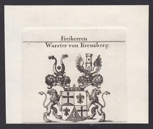 Freiherren Wurster von Kreuzberg - Wurster Kreuzberg Wappen Adel coat of arms heraldry Heraldik Kupferstich an