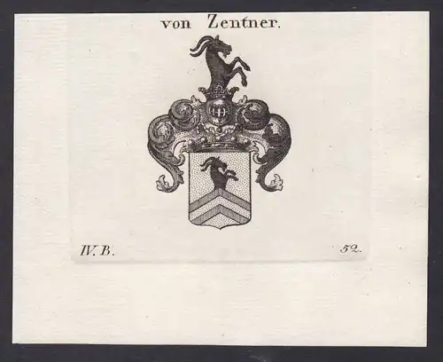 Von Zentner - Zentner Wappen Adel coat of arms heraldry Heraldik Kupferstich antique print