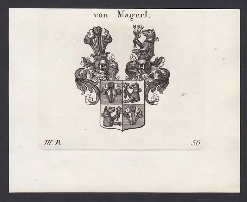 Von Magerl - Magerl Wappen Adel coat of arms heraldry Heraldik Kupferstich antique print