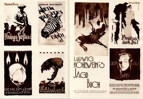 Ludwig Hohlwein's Jagdbuch /  Kriegs-Safari / Mein Buntes Buch... - Ludwig Hohlwein Reklame Werbung Plakat Büc