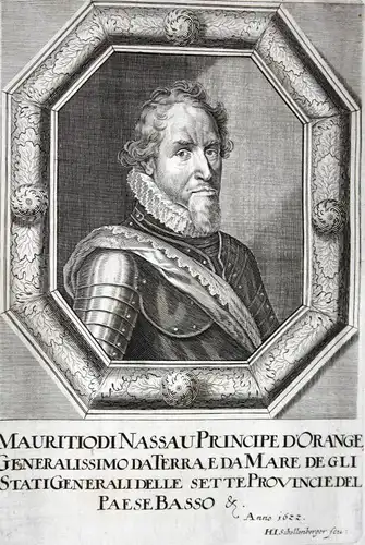 Mauritiodi Nassau Principe d'Orange - Maurice von Oranien-Nassau Prinz prince Niederlande Netherlands Kupferst