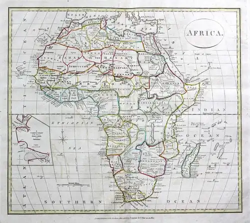 Africa - Afrika Africa Madagaskar Madagascar Ägypten Egypt Algerien Algeria Karte map Kupferstich antique prin