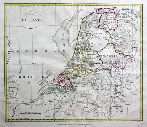 Holland - Holland Niederlande Netherlands Nederland Karte map Kupferstich antique print