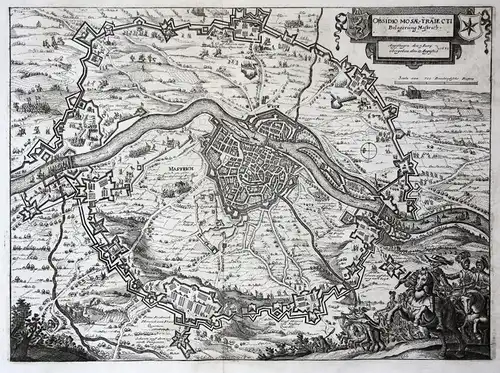 Obsidio Mosae-traiecti. Belagerung Mastrich - Maastricht Niederlande Belagerung siege Schlacht battle Karte ma