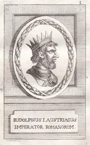 Rudolphus I. - Rudolf I. Graf earl König king Habsburg Portrait Kupferstich engraving