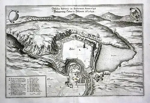 Belagerung Tabor in Böhmen A° 1648 - Tabor Belagerung siege Czech Ansicht Plan view Kupferstich antique print