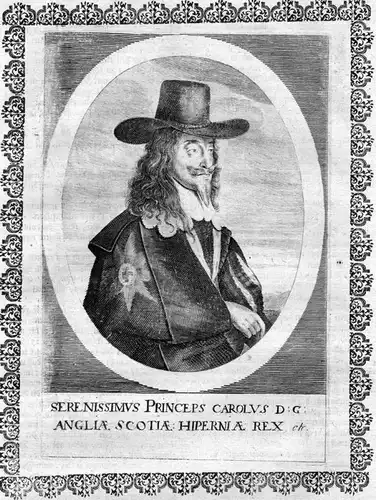 Carolus Angliae Scotiae Hiperniae - Charles I of England Scotland Ireland Portrait Kupferstich antique print