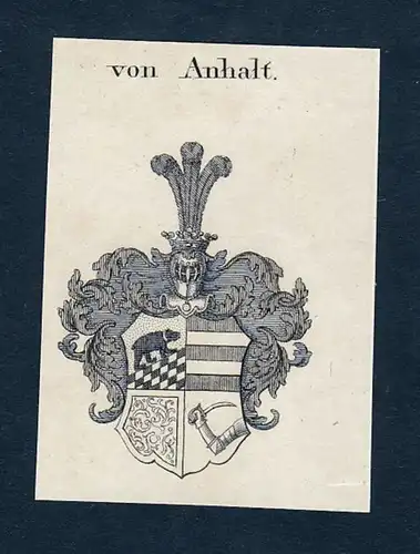 Von Anhalt - Anhalt Wappen Adel coat of arms heraldry Heraldik Kupferstich engraving