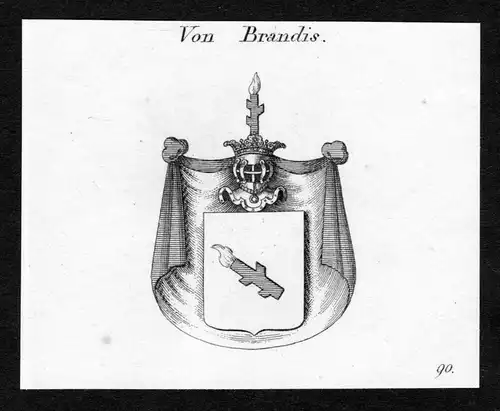 Von Brandis - Brandis Wappen Adel coat of arms Kupferstich antique print heraldry Heraldik