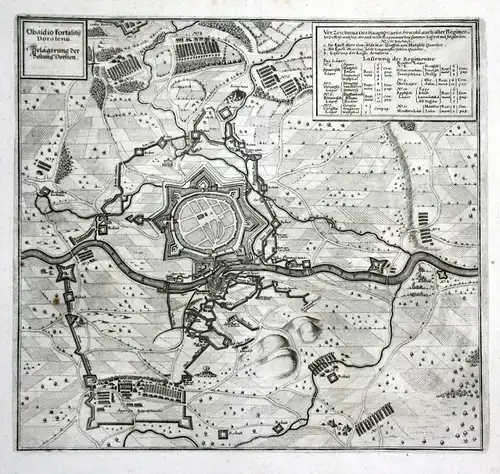 Belägerung der Vestung Dorsten - Dorsten Belagerung Plan Karte Kupferstich antique print