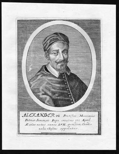 Alexander VII - Alexander VII Alessandro Papa Papst Portrait Kupferstich antique print