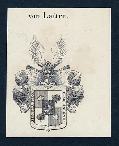 Von Lattre - Lattre Preußen Wappen Adel coat of arms heraldry Heraldik Kupferstich engraving