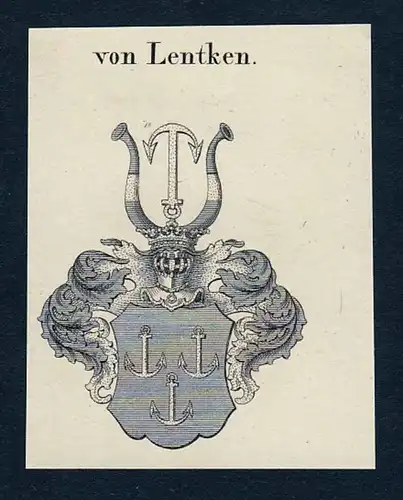 Von Lentken - Lentken Preußen Wappen Adel coat of arms heraldry Heraldik Kupferstich engraving