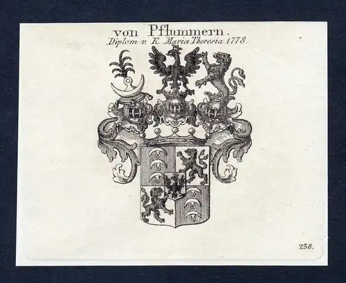 Von Pflummern - Karl Pflummern Wappen Adel coat of arms heraldry Heraldik Kupferstich engraving