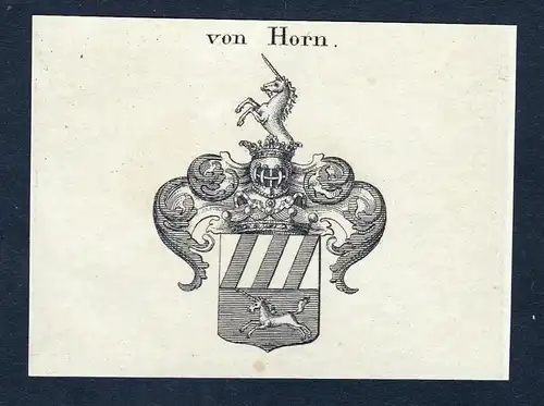 Von Horn - Horn Ranzin Wappen Adel coat of arms heraldry Heraldik Kupferstich engraving