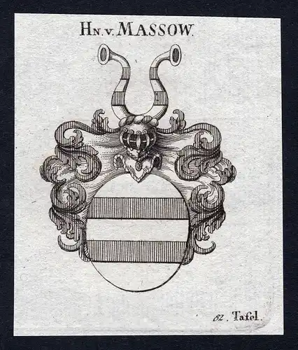 Hn. v. Massow - Massow Pommern Stettin Wappen Adel coat of arms heraldry Heraldik Kupferstich engraving