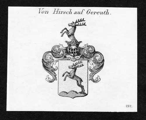 Von Hirsch auf Gereuth - Hirsch Gereuth Franken Judentum Wappen Adel coat of arms heraldry Heraldik Kupferstic
