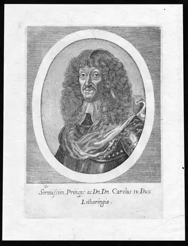 Carolus IV - Karl IV. Herzog Lothringen gravure Portrait Kupferstich antique print