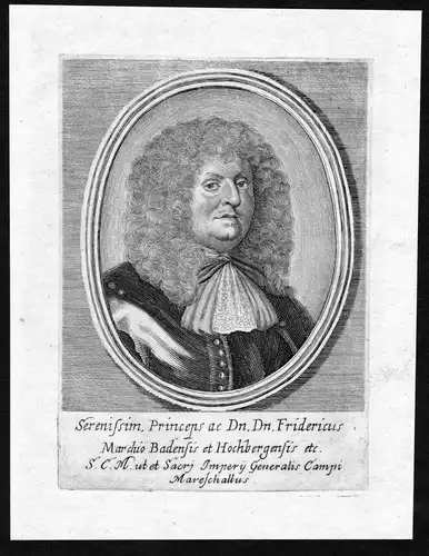 Fridericus Marchio Badensis et Hochbergensis - Friedrich Baden Hochberg Markgraf Portrait Kupferstich antique
