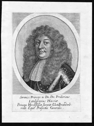 Fridericus Landgravius Hassiae - Friedrich von Hessen Brandenburg Portrait Kupferstich antique print