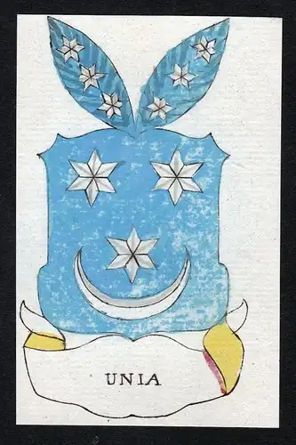 Unia - Unia Niederlande Friesland Wappen Adel coat of arms heraldry Heraldik Kupferstich engraving
