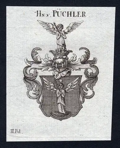 Hn. v. Püchler - Püchler Schlesien Wappen Adel coat of arms heraldry Heraldik Kupferstich engraving