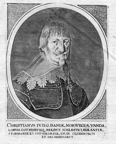Christianus IV - Christian 4 Danmark Norge konge King Portrait Kupferstich antique print
