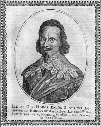 Gustavus Horn - Gustaf Carlsson Horn Björneborg Portrait Kupferstich antique print