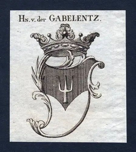 Hn. v. der Gabelentz - Gabelentz Meißen Wappen Adel coat of arms heraldry Heraldik Kupferstich engraving