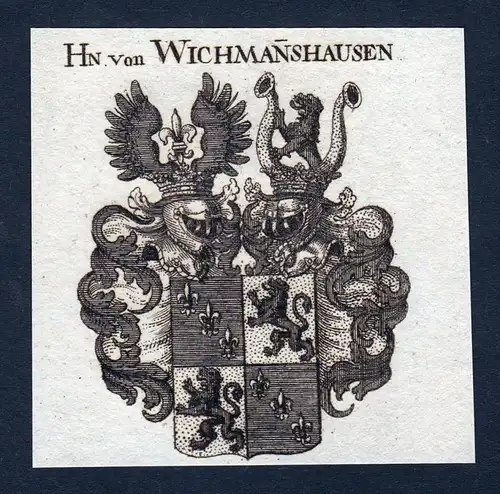 Hn. v. Wichmanshausen - Wichmannshausen Wappen Adel coat of arms Kupferstich antique print heraldry Heraldik