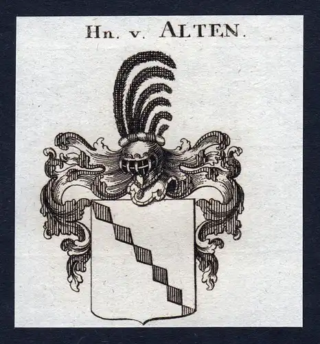 Hn. v. Alten - Alten Wappen Adel coat of arms Kupferstich antique print heraldry Heraldik