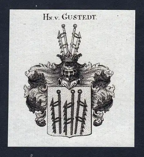 Hn. v. Gustedt - Gustedt Niederlande Wappen Adel coat of arms Kupferstich heraldry Heraldik engraving