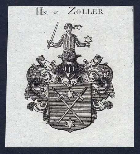 Hn. v. Zoller - Zoller Wappen Adel coat of arms heraldry Heraldik Kupferstich engraving