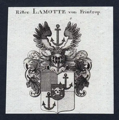 Ritter Lamotte von Frintrop - Lamotte Frintrop Frintropp Wappen Adel coat of arms heraldry Heraldik Kupferstic