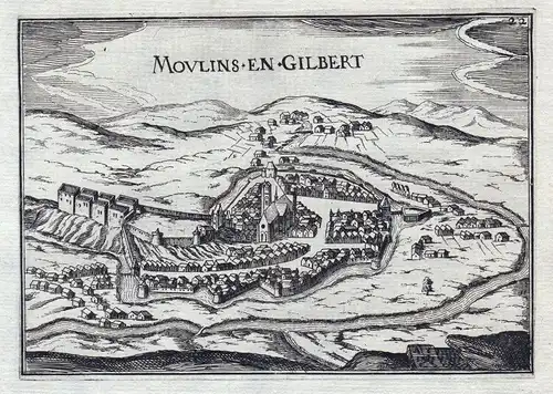 Moulins en Gilbert - Moulins-Engilbert Nievre Burgund Bourgogne France gravure estampe Kupferstich Tassin