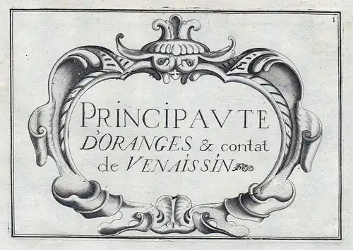 Principaute d'Oranges & Comtat Venaissin - Avignon Provence titel Ornament France gravure estampe Kupferstich