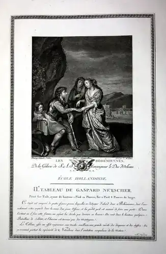 Les Bohemiennes - Zigeuner bohemien gypsy Kupferstich antique print
