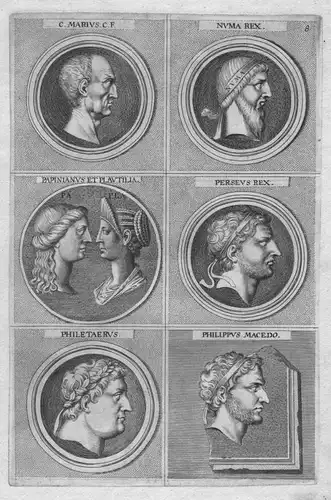 C. Marius C. F. - Numa Rex - Papinianus et Plautilia - Perseus Rex - Philetaerus - Philippus Macedo - Antike a