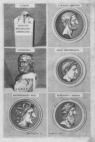 Cimon - Liunius Brutus - Leodamas - Milo Crotoniata - Mithradates Rex - Pergamus Heros - Antike antiquitiy etc