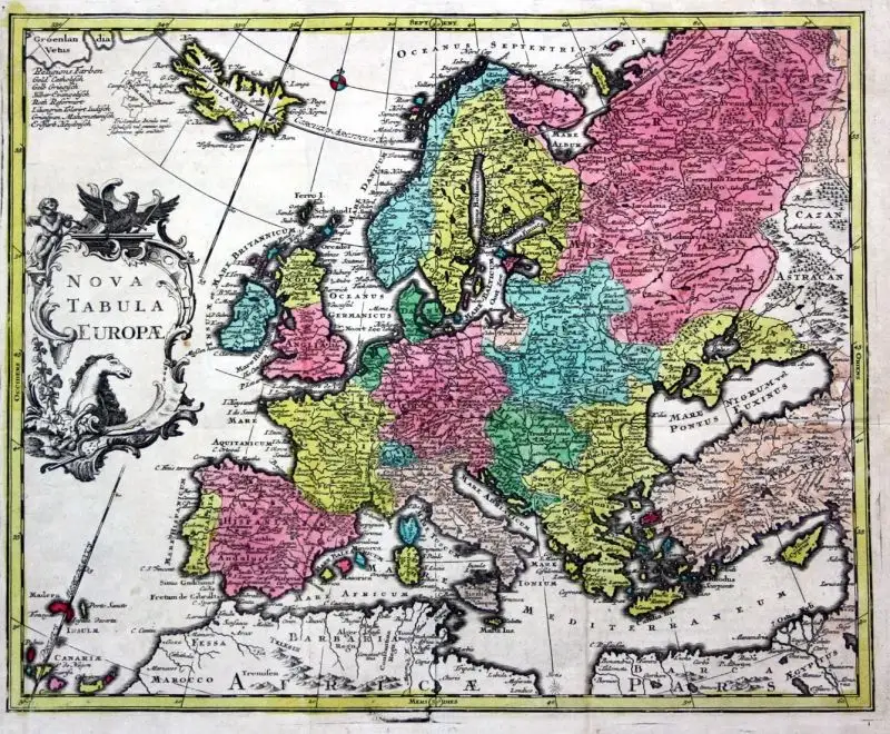 World Map and 4 continents - set of 5 engraved handcolored maps. - Mappa Totius Mundi vel Planiglobium Terrest 3