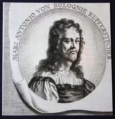 Marc Antonio von Bolognie - Marcantonio Raimondi Kupferstecher copper engraver Kupferstich etching Portrait