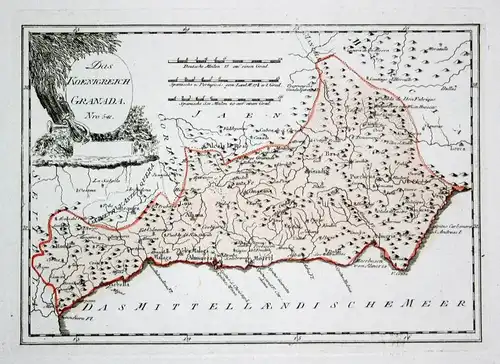 Das Koenigreich Granada - Spanien Spain Portugal Granada Malaga map Karte Reilly engraving Kupferstich