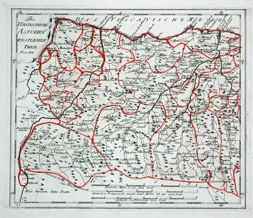 Des Fürstenthums Asturien westlicher Theil - Spanien Spain Portugal Asturien Asturias Boal map Karte Reilly en