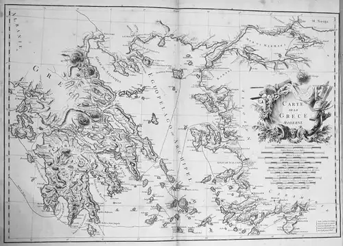 Carte de la Grece moderne - Greece Griechenland Inseln islands Karte map Kupferstich antique print