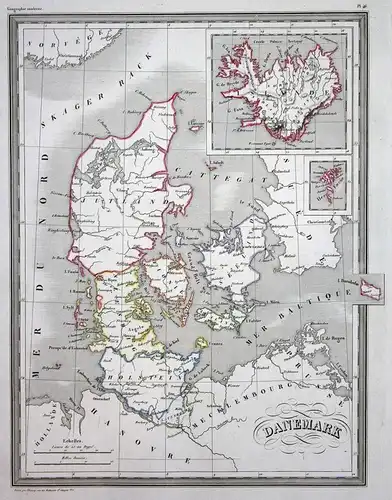 Danemark - Dänemark Danemark Denmark Europa Europe Jütland map Karte carte Kupferstich antique print
