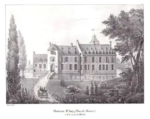 Chateau d'Huy - Huy Lüttich Wallonien Schloss chateau Lithographie Cloet Belgique Belgien
