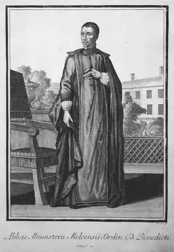 Abbas Monasterii Melcensis, Ordin. S. Benedicti - Benediktiner Orden Trachten costumes Kupferstich antique pri