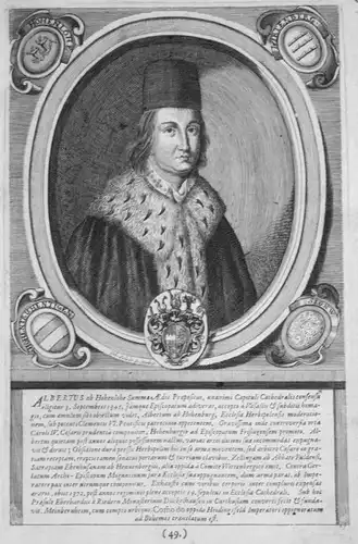 Albertus ab Hohenlohe - Albrecht II. von Hohenlohe Würzburg Portrait Kupferstich engraving