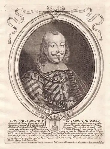 Dom Louis Mendez de Haro & Guzman - Luis de Haro y Guzman Valladolid Portrait Kupferstich engraving